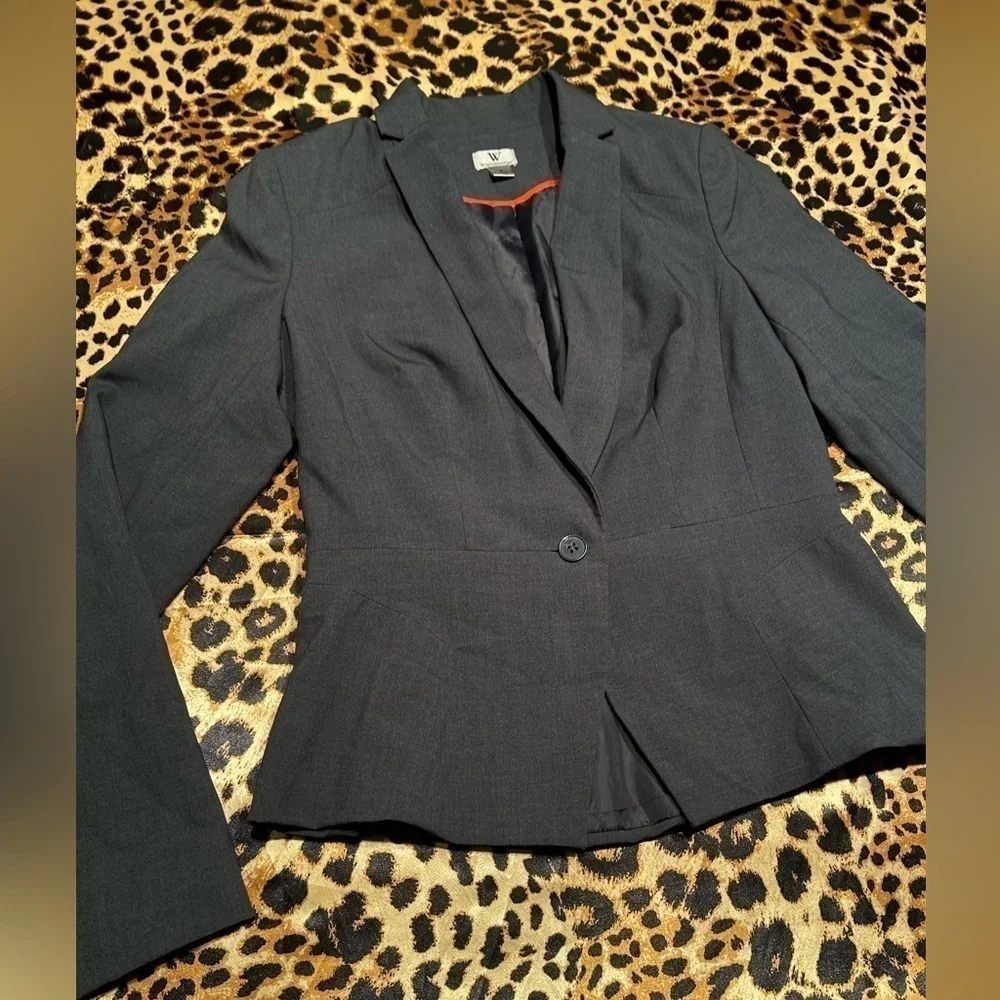 Worthington Gray One Button Center Blazer - Picture 2 of 6